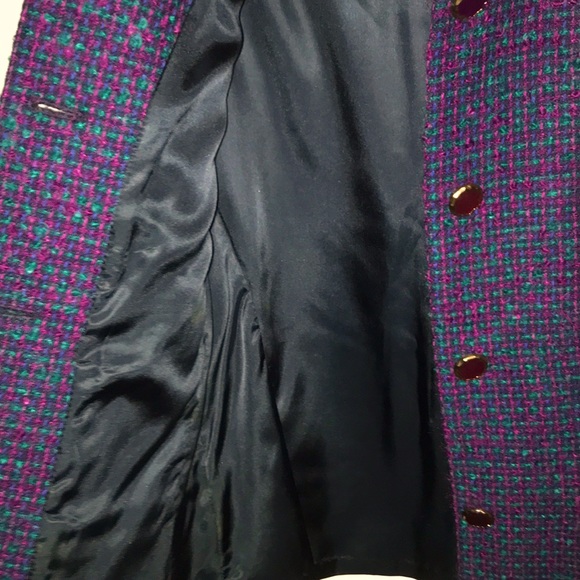 Pendleton Vintage Wool Boucle Blazer Tweed Jacket Purple Blue Button Front - Picture 7 of 7